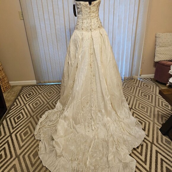 Stephen Yearick Beige Wedding Dress 6 - Picture 6 of 12